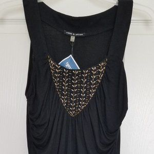 CABLE & GAUGE Sleeveless Beaded Black Top